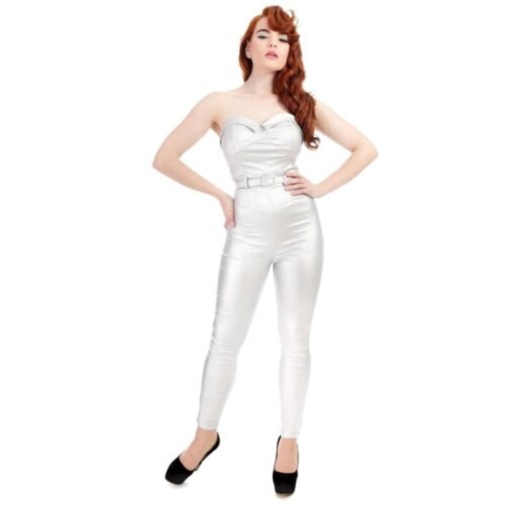 Collectif Monica Silver Jumpsuit L UK14 US10